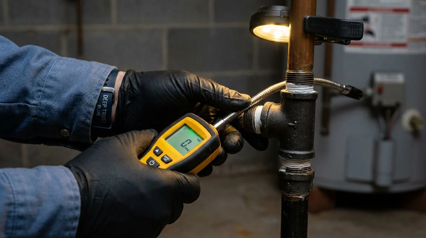 Gas leak detection with electronic sniffer by Johns Plumbing LLC in Voorheesville